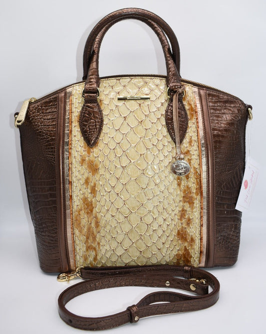 Brahmin Large Duxbury Satchel Bag in Honey Carlisle