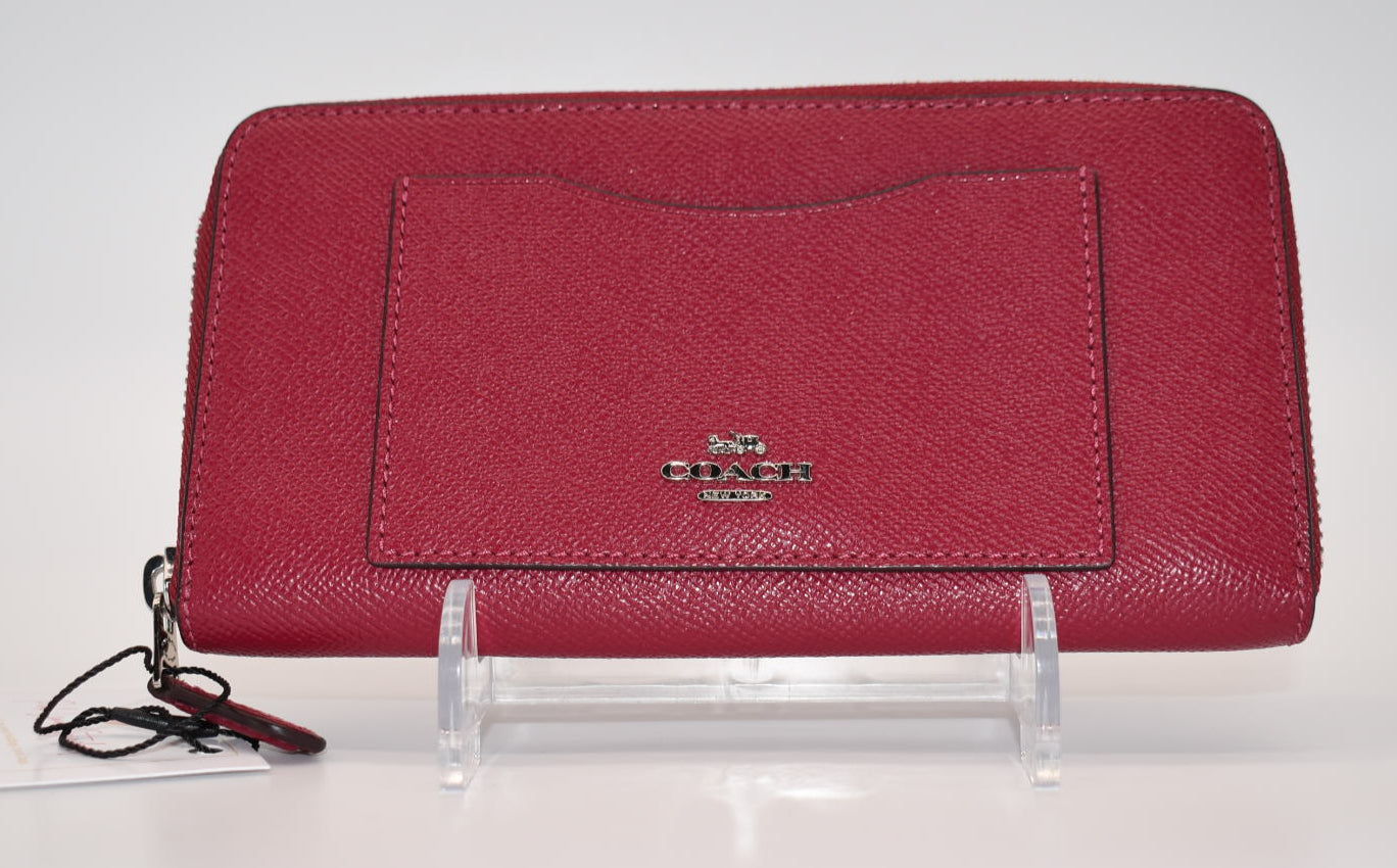 Coach Leather Accordion Wallet in Deep Pink