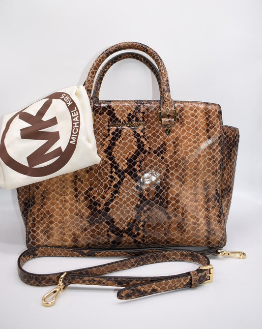 Michael Kors Python Embossed Large Selma Satchel Bag