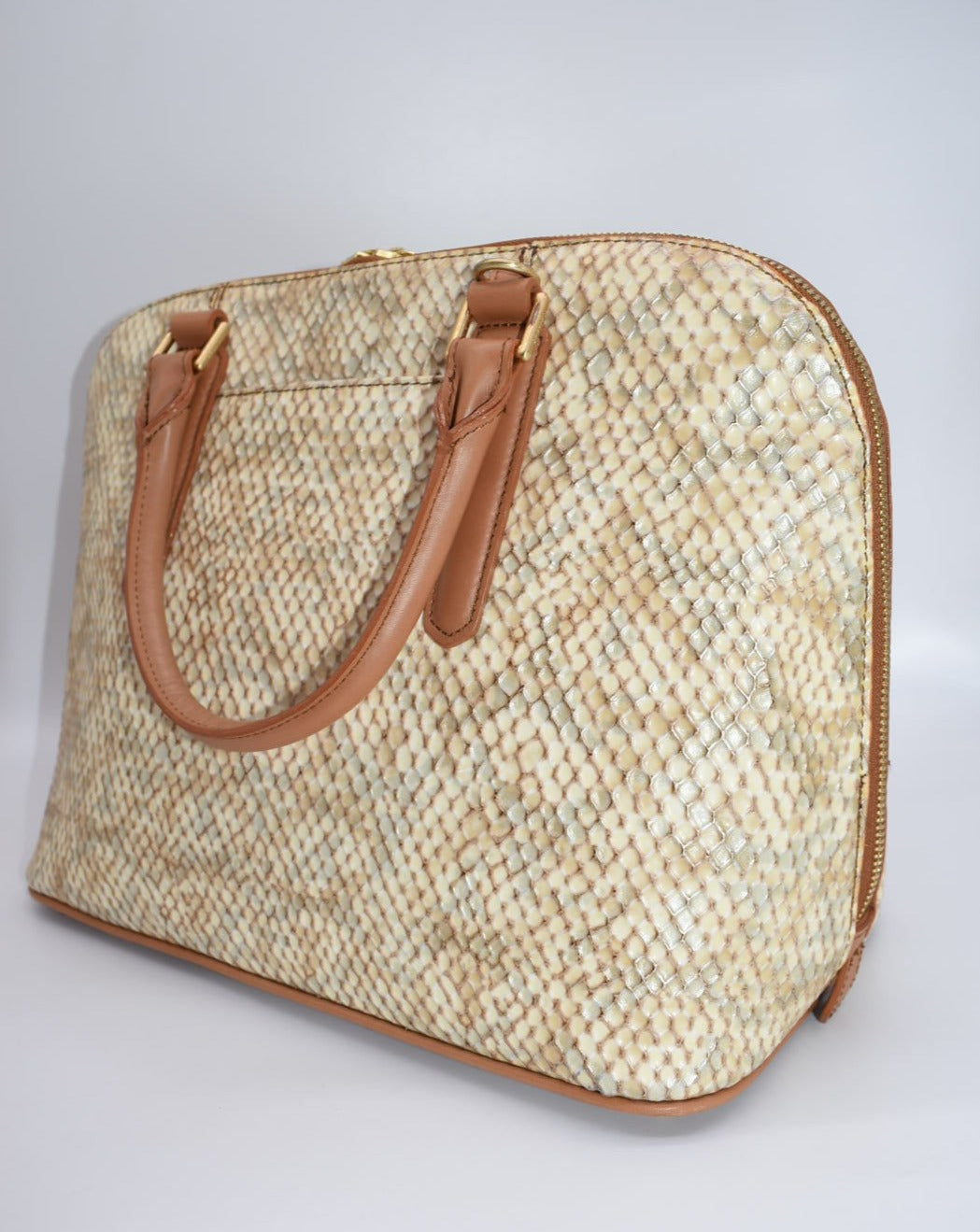 Brahmin Vivian Satchel Bag in Beige Parker