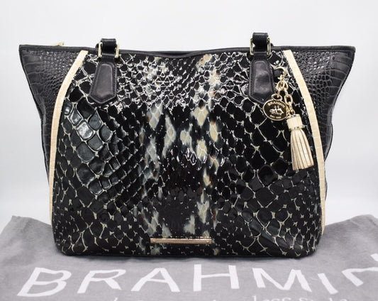 Brahmin Medium Asher Tote Bag in Black Carlisle