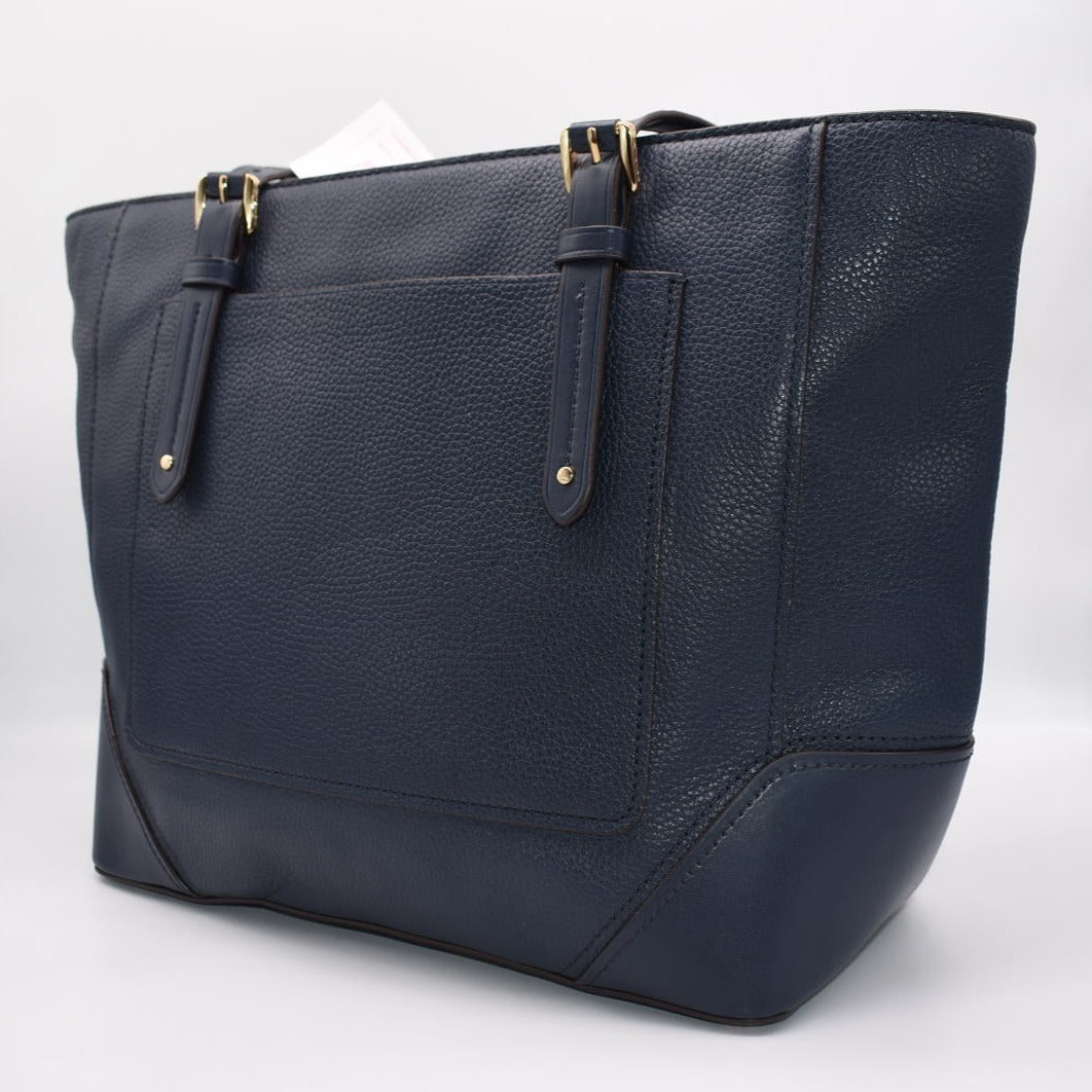 Michael Kors Aria Large Pebbled Leather Navy Tote Bag