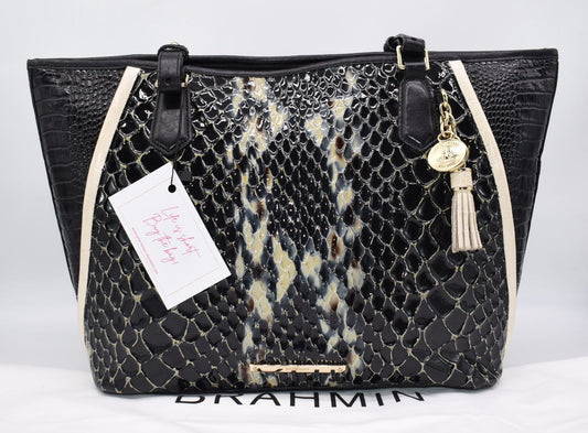 Brahmin Medium Asher Tote Bag in Black Carlisle