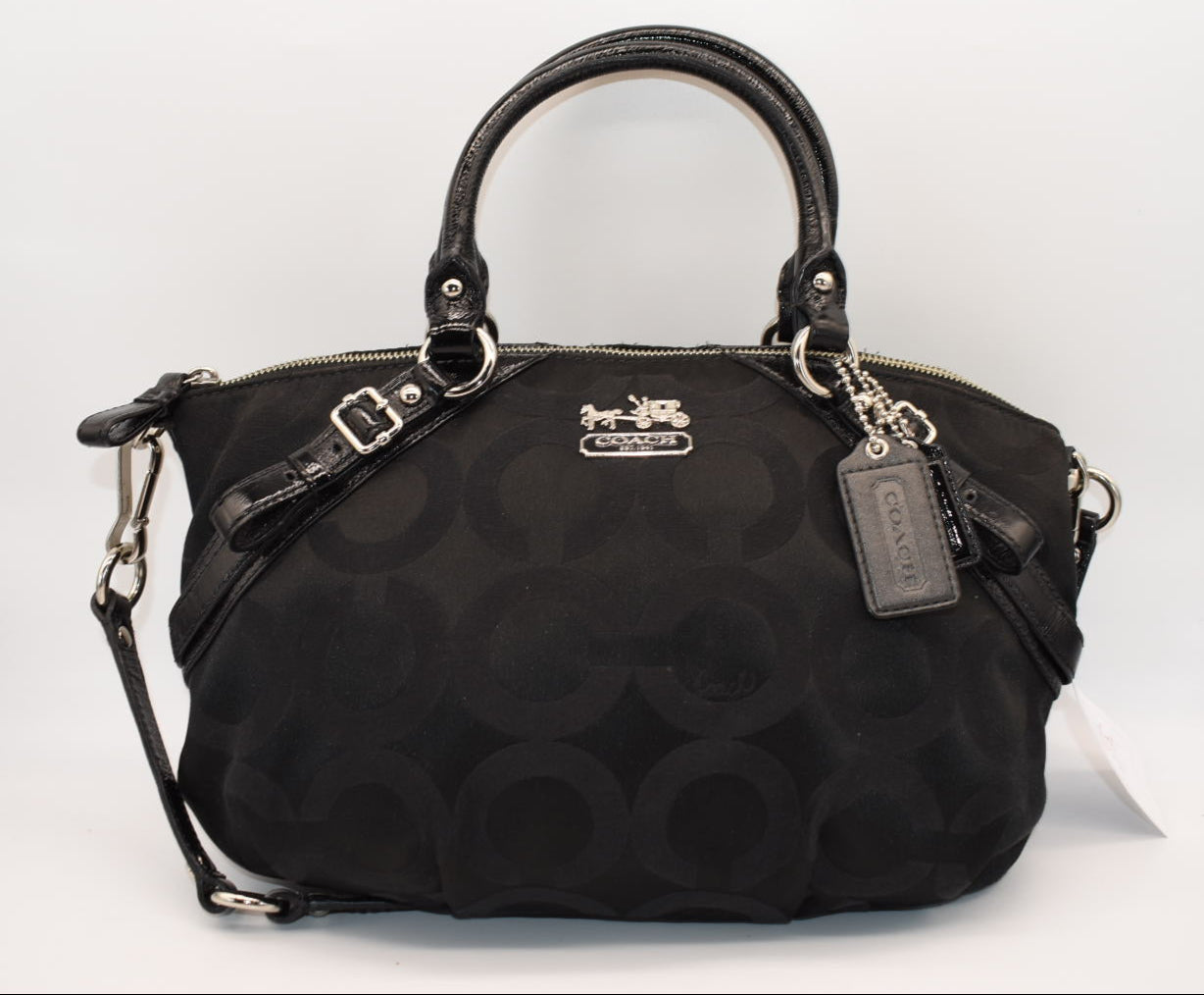 Coach Sophia Op Art Satchel Bag in Black