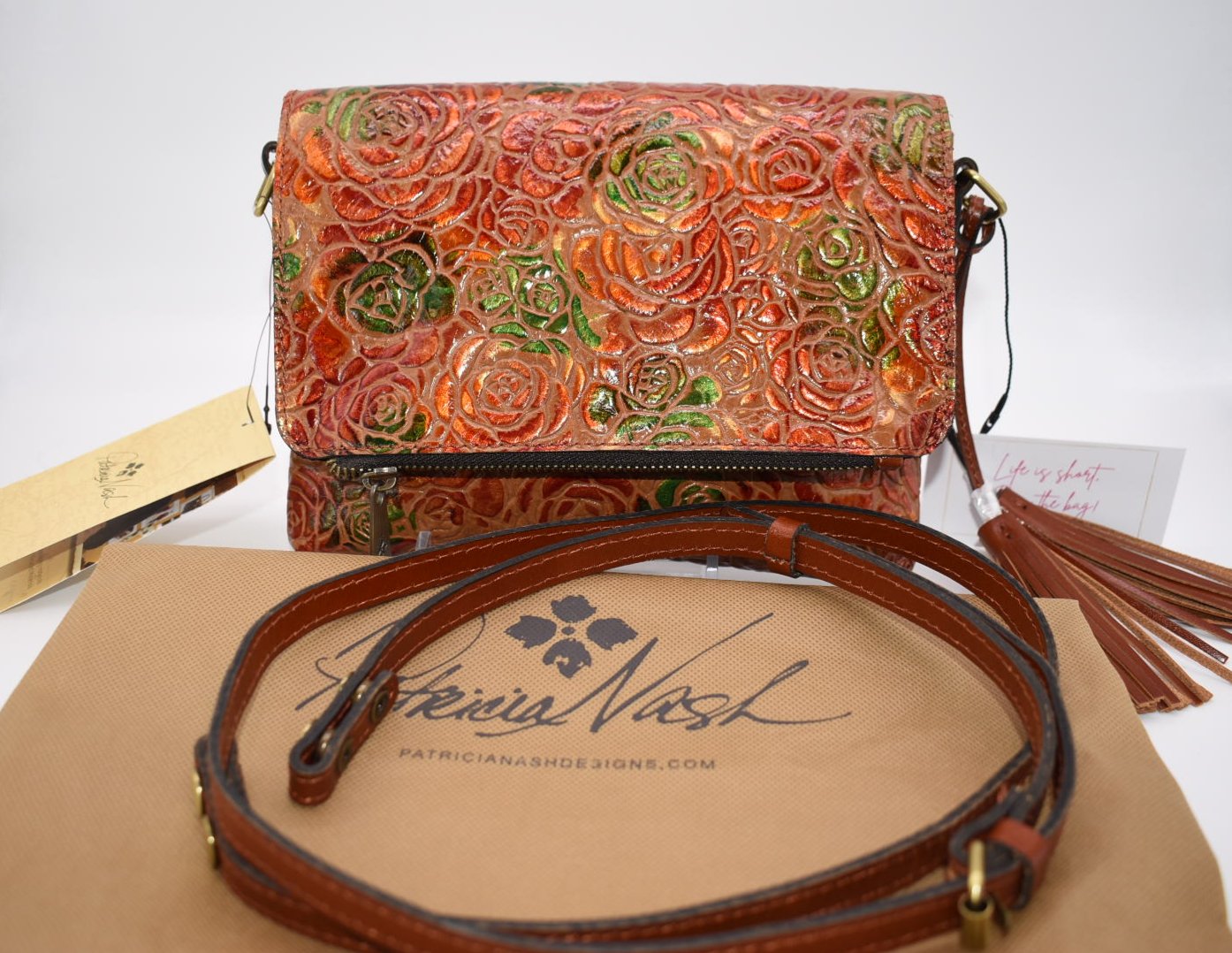 Patricia Nash Corfu Crossbody Bag in Glazed Floral Burnished