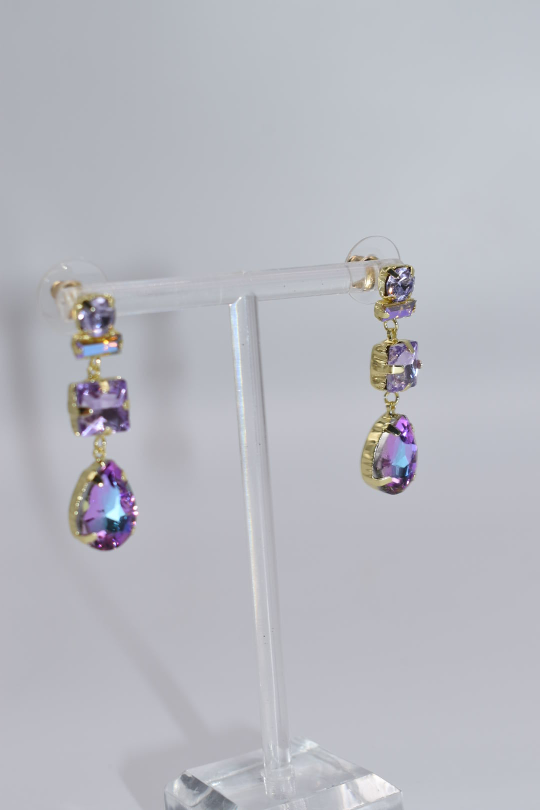 Statement Earrings: "Purple Rain" Rhinestone Drop Earrings