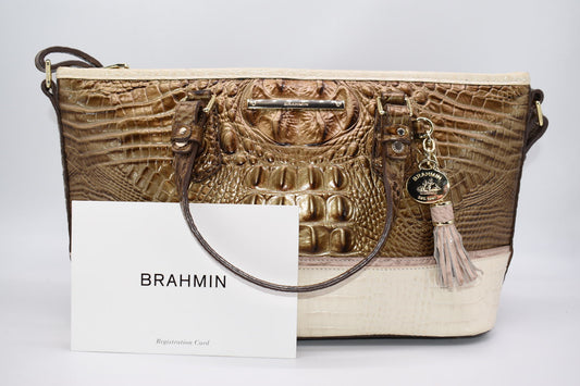 Brahmin Mini Asher Satchel Bag in Oak Primose