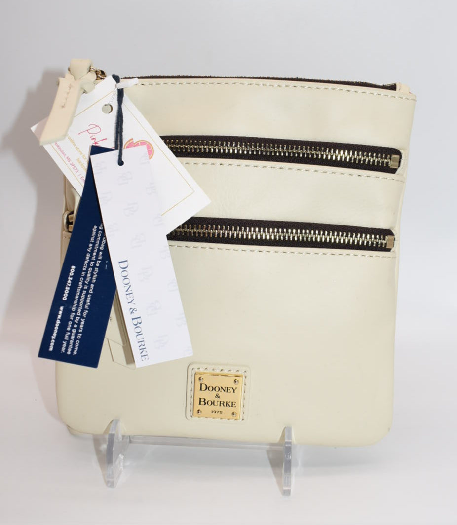 Dooney & Bourke Triple Zip Crossbody Bag in Cream