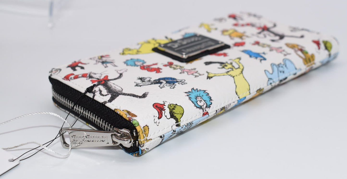 Loungefly Dr. Seuss Characters All Over Print Zip Around Wallet