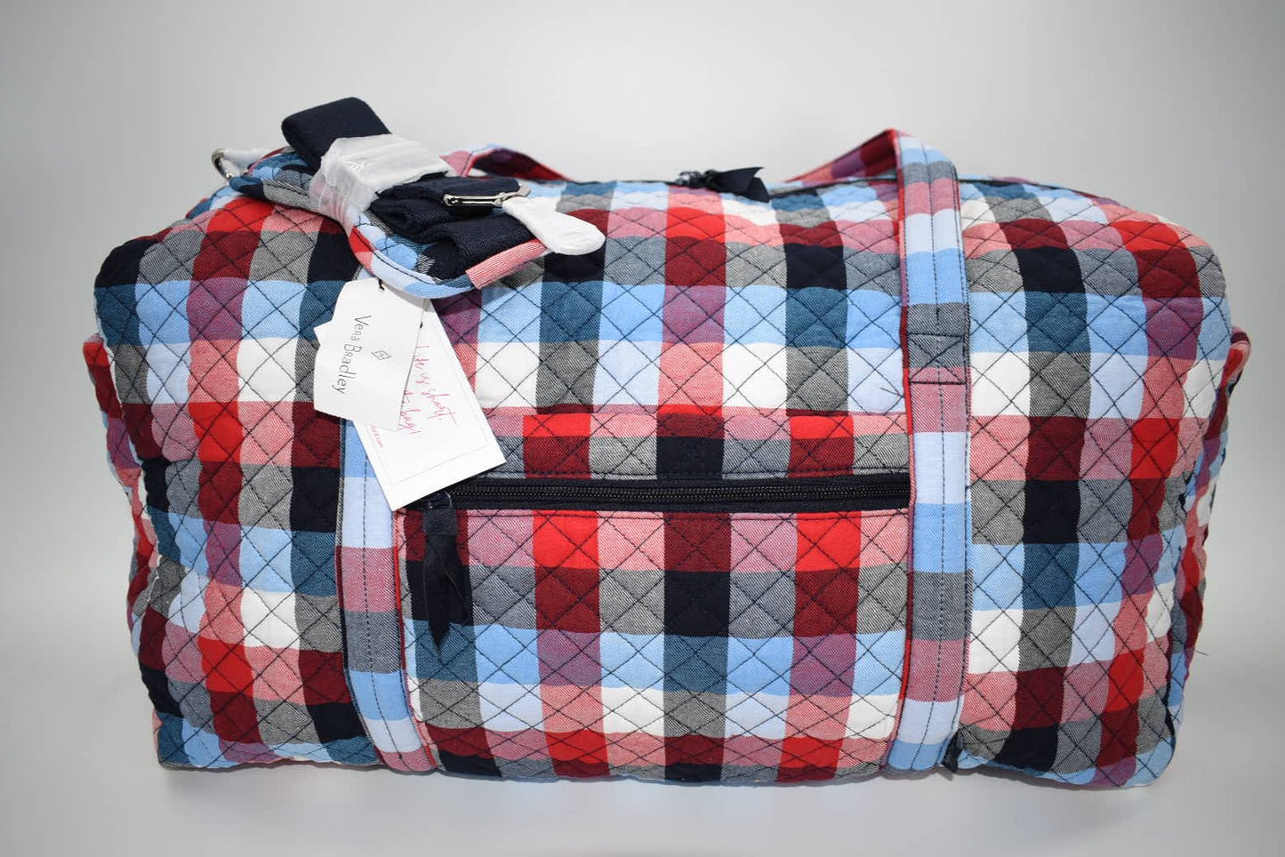 Vera Bradley Large Travel Duffel Bag in "Patriotic Plaid" Pattern