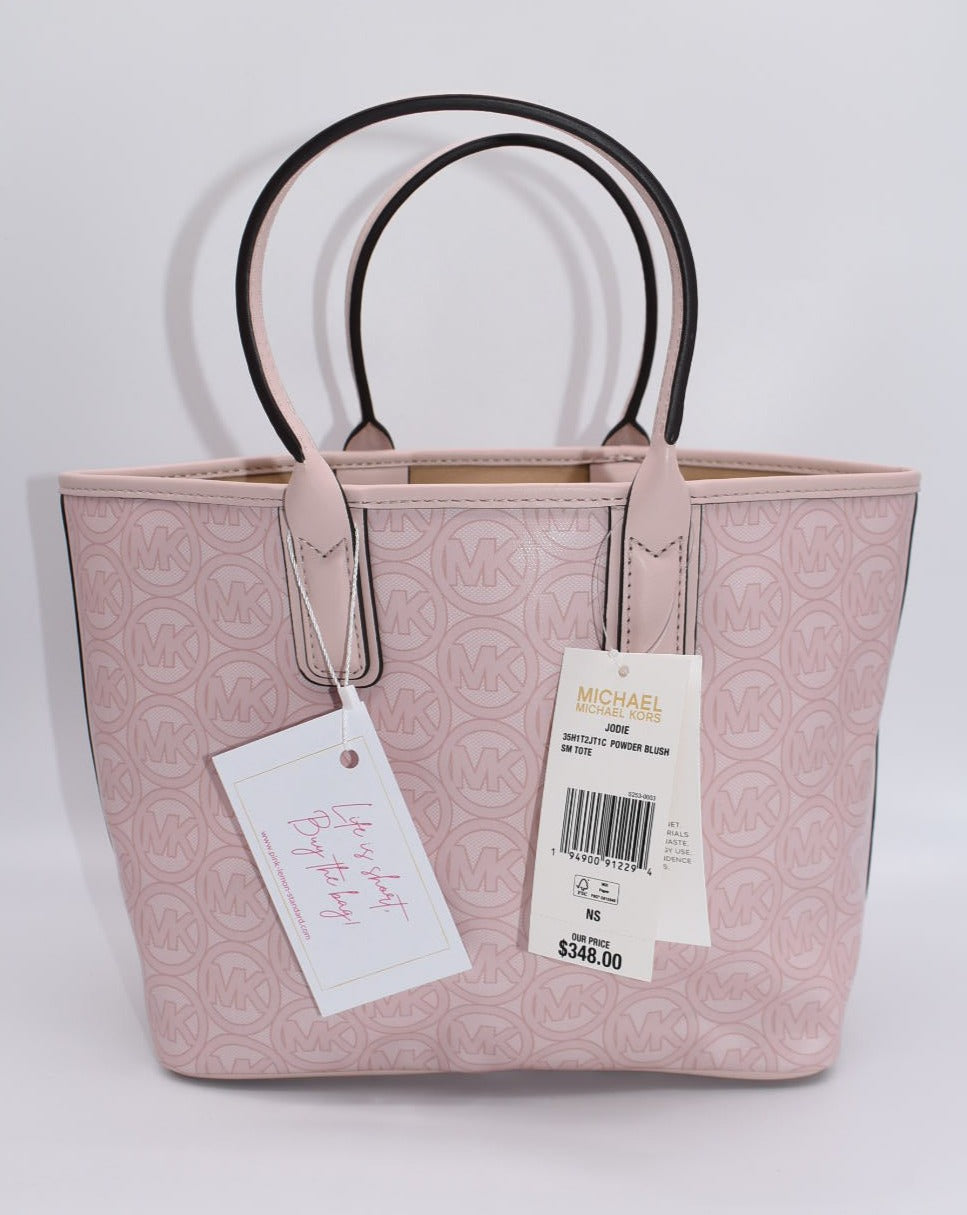 NEW Michael Kors Jodie Small Tote Powder Blush Jacquard Recycled outlet Polyester Bag