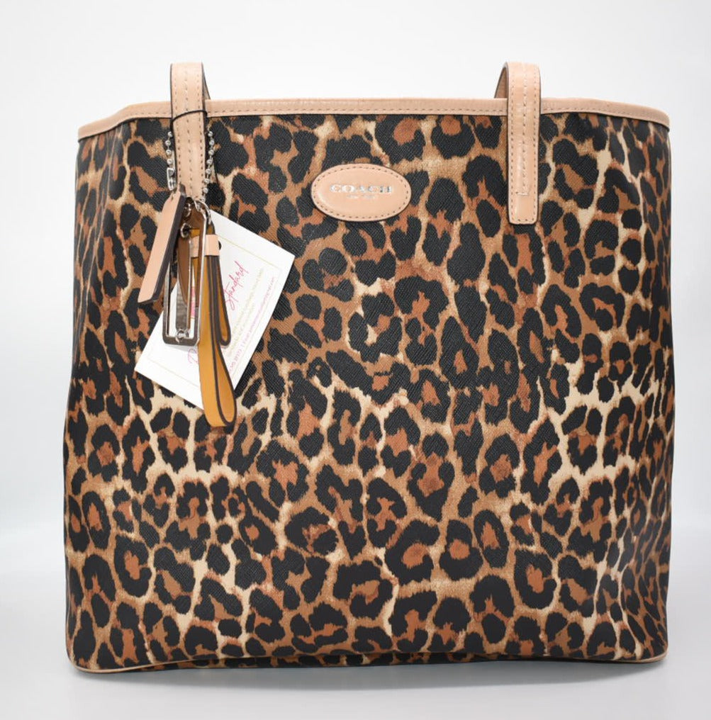 Coach leopard baby bag sale