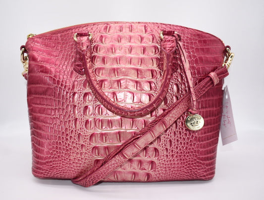 Magenta Pink Real Leather Croc Large Shoulder Tote Bag