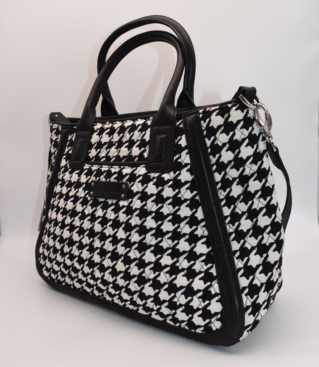 Vera Bradley Trimmed Trapeze Satchel Bag in Houndstooth Pattern