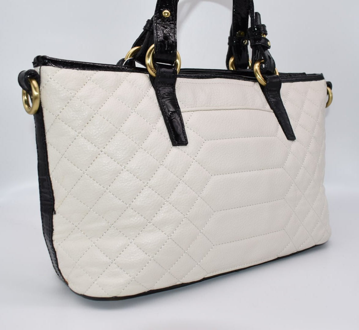 Brahmin Mini Asher Satchel Bag in Creme Florentine