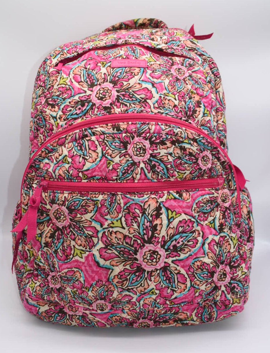 Vera Bradley Large Essential Backpack in "Sunburst Floral Pink" Pattern