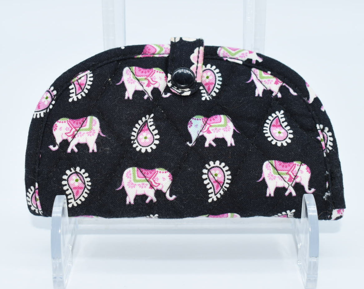 Vera Bradley Mini Jewelry Roll Pouch in "Pink Elephants" Pattern