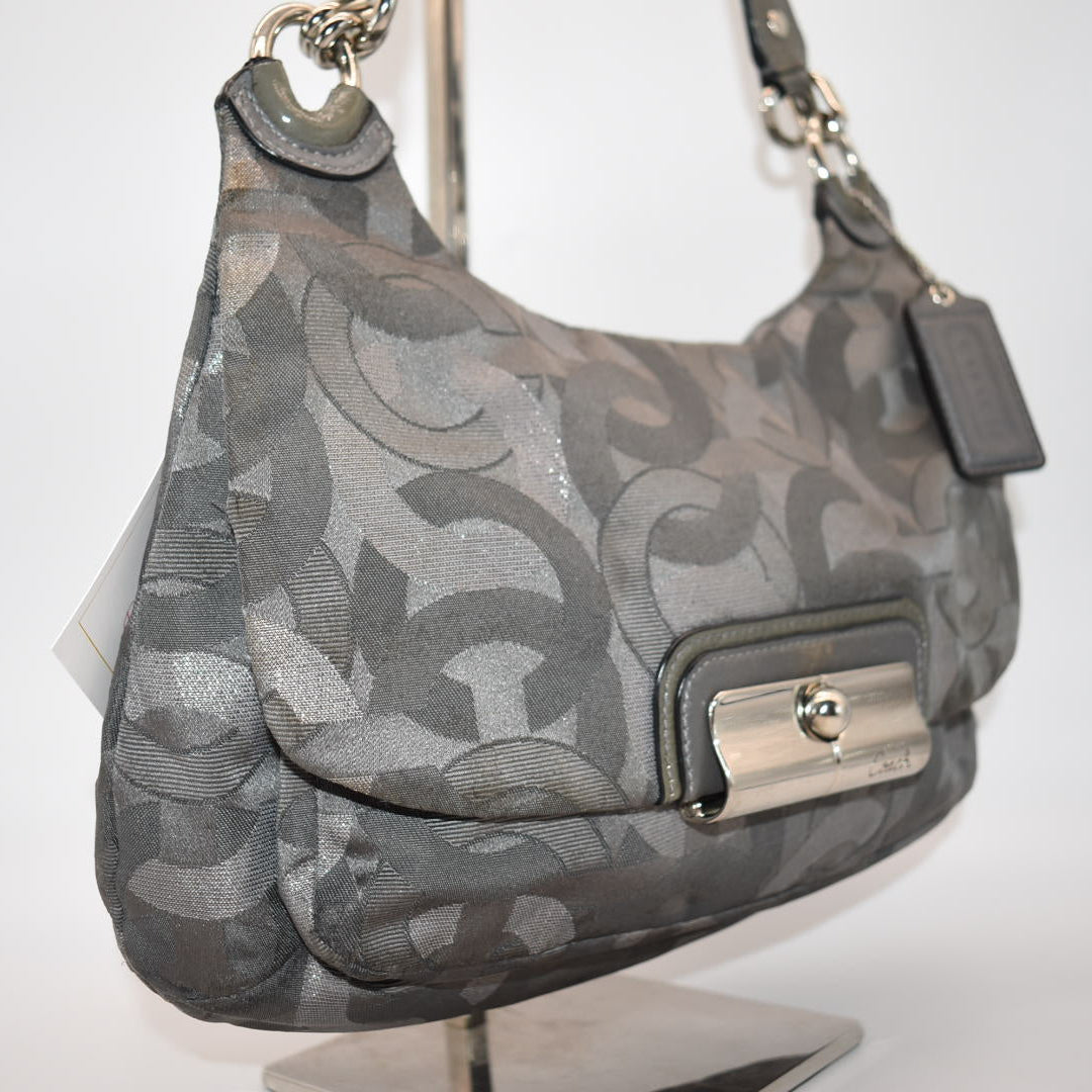 Coach Kristin Signature C Shoulder Bag in Metallic Gray