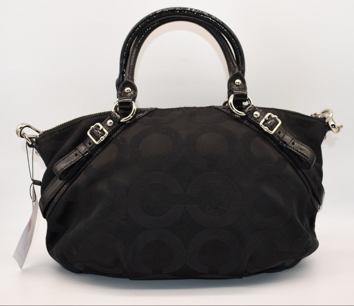 Coach Sophia Op Art Satchel Bag in Black