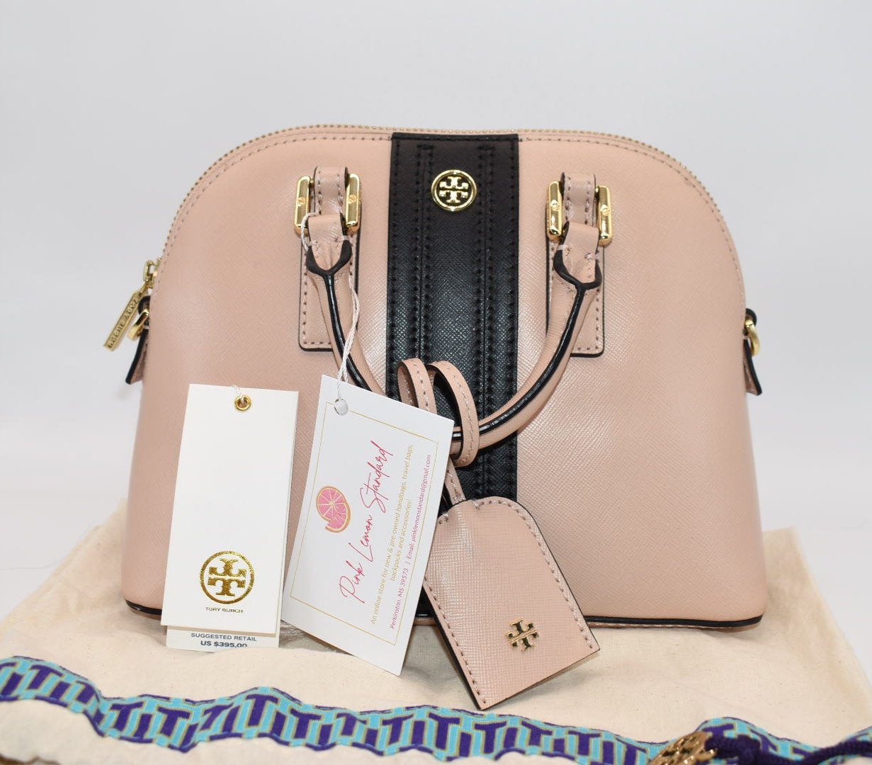 Tory Burch Robinson Stripe Mini Dome Bag