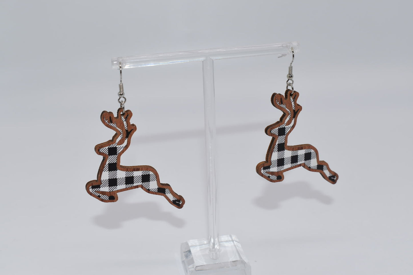 Seasonal Earrings: Plaid Reindeer Drop Earrings