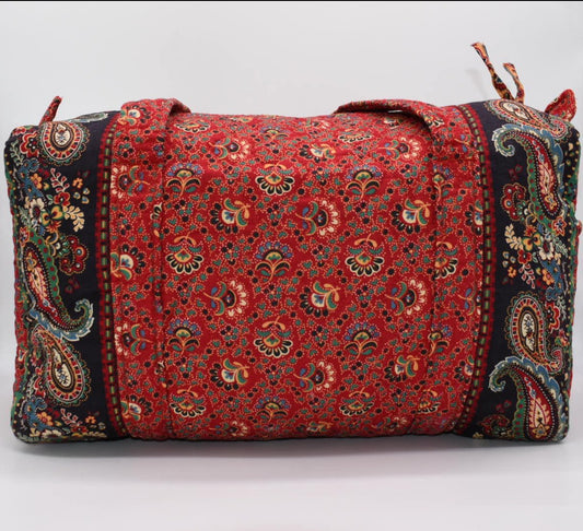 Vintage Vera Bradley Small Duffel Bag in "Colette Red - 1995" Pattern