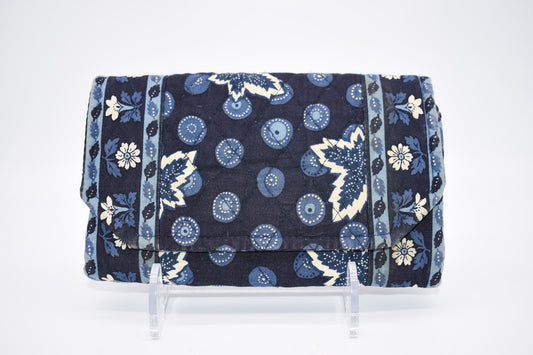 Vera Bradley Strap Wallet / Crossbody in "Blue Coin -2003" Pattern