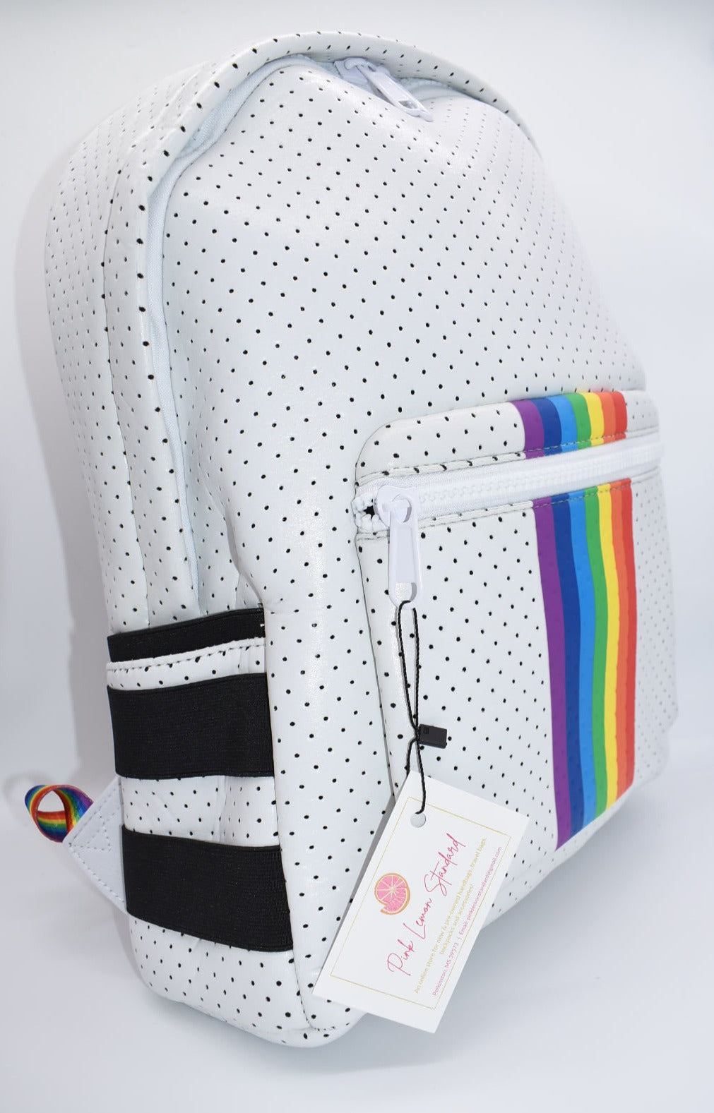 Parker & Hyde Large White Rainbow Neoprene Backpack