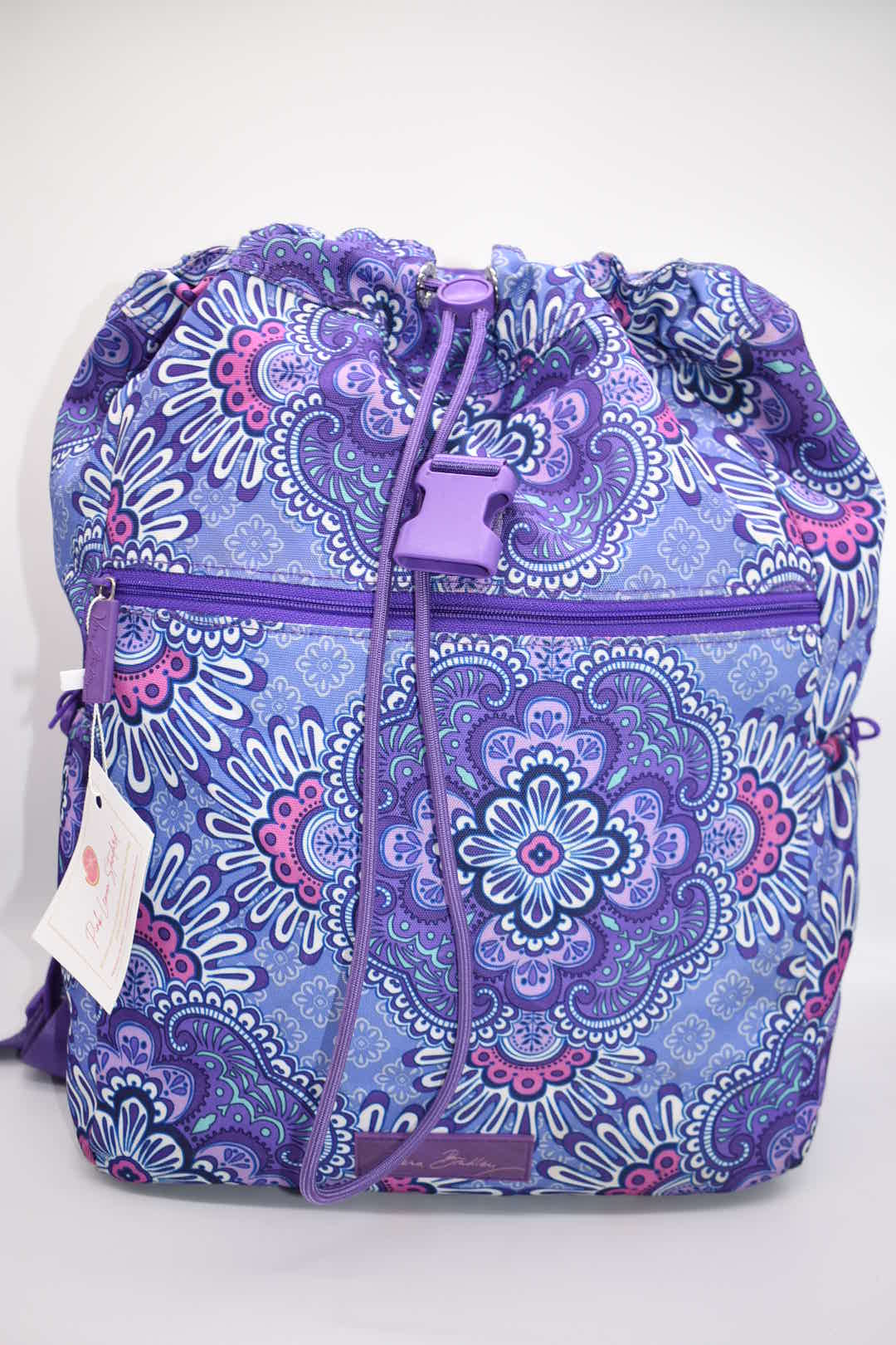 Vera Bradley Lighten Up Drawstring Backpack in "Lilac Tapestry" Pattern