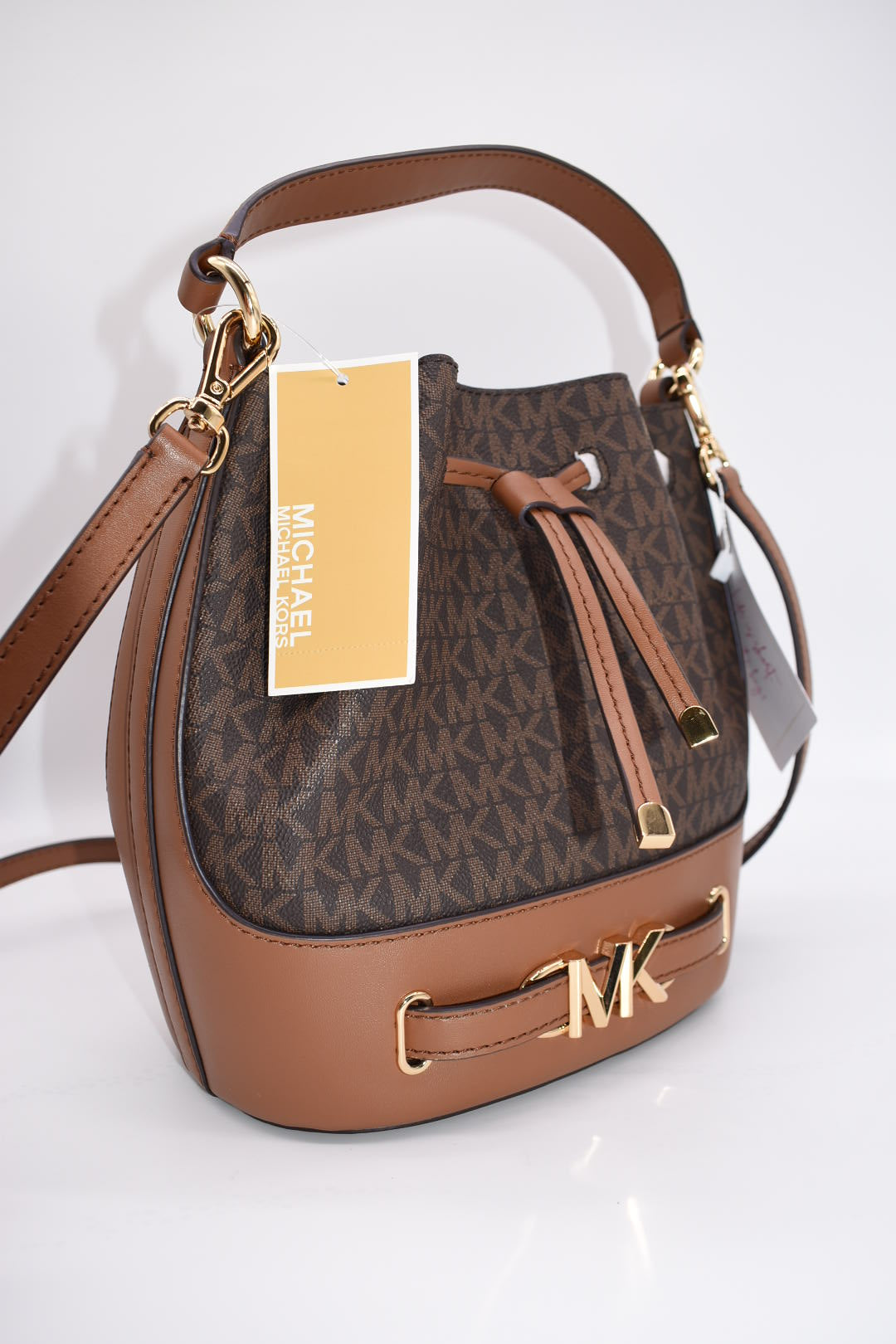 Michael Kors Reed Medium Studded Pebbled Leather Bucket Bag