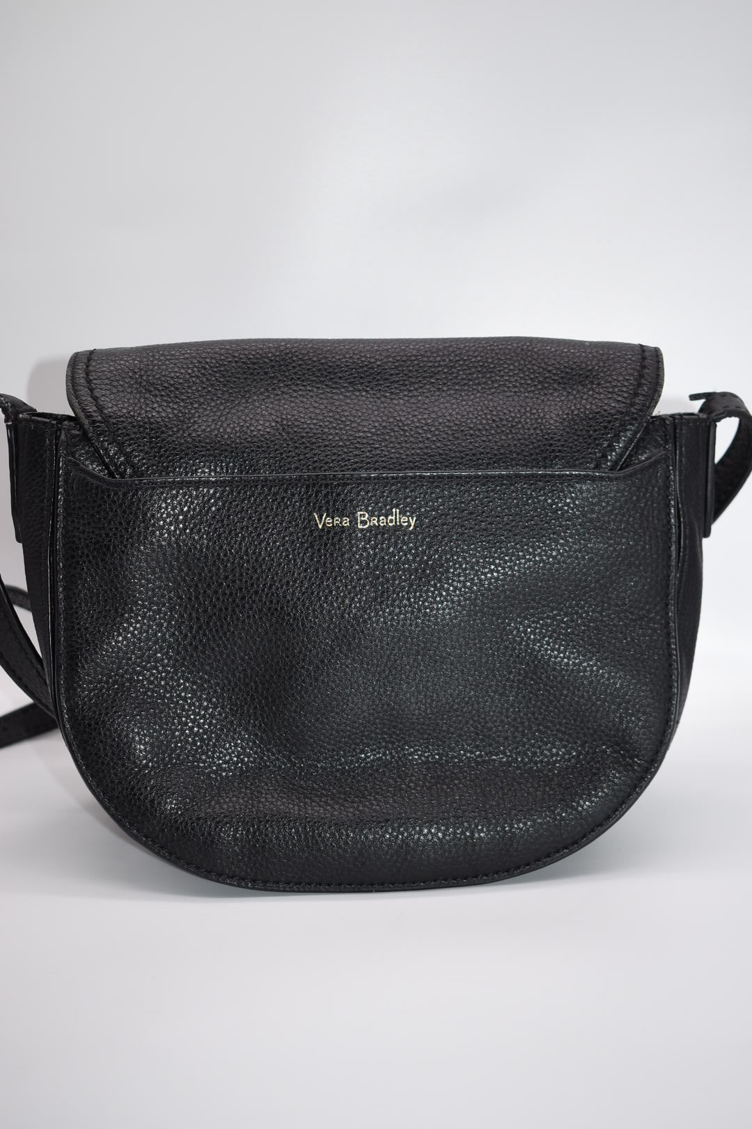 Vera Bradley Black Leather Carson Saddle Crossbody Bag