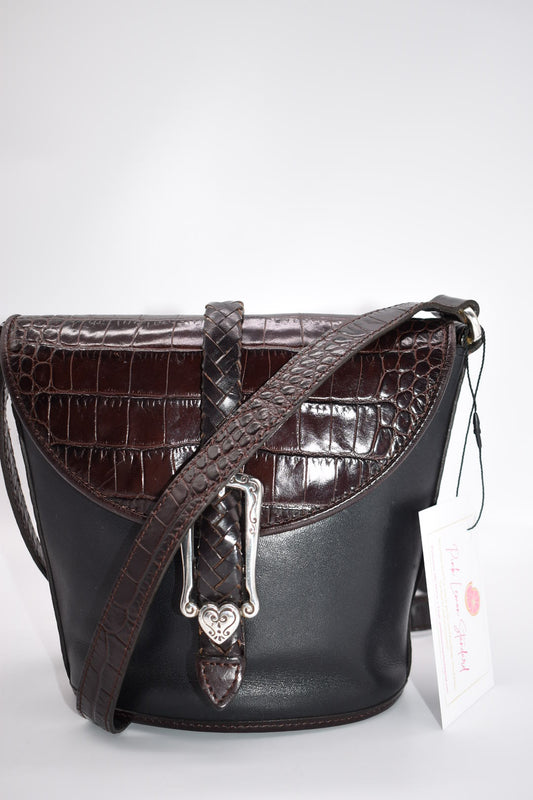 Black & Brown Leather Crossbody Bag