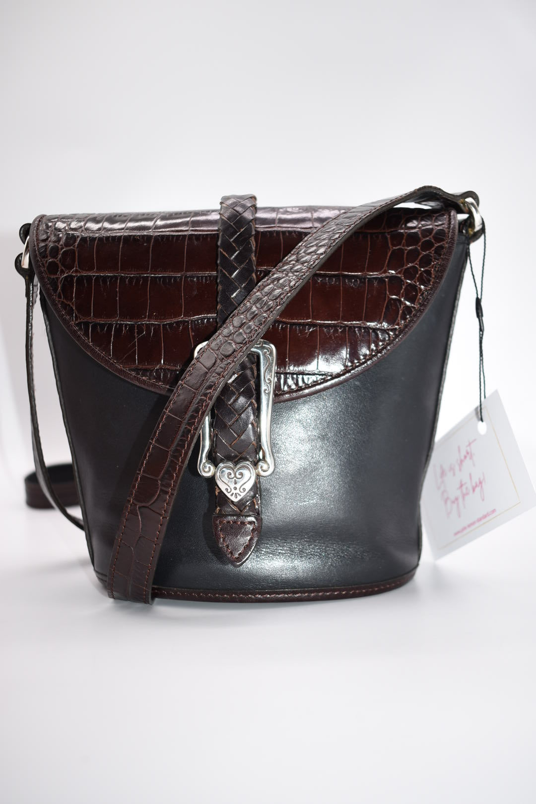 Black & Brown Leather Crossbody Bag