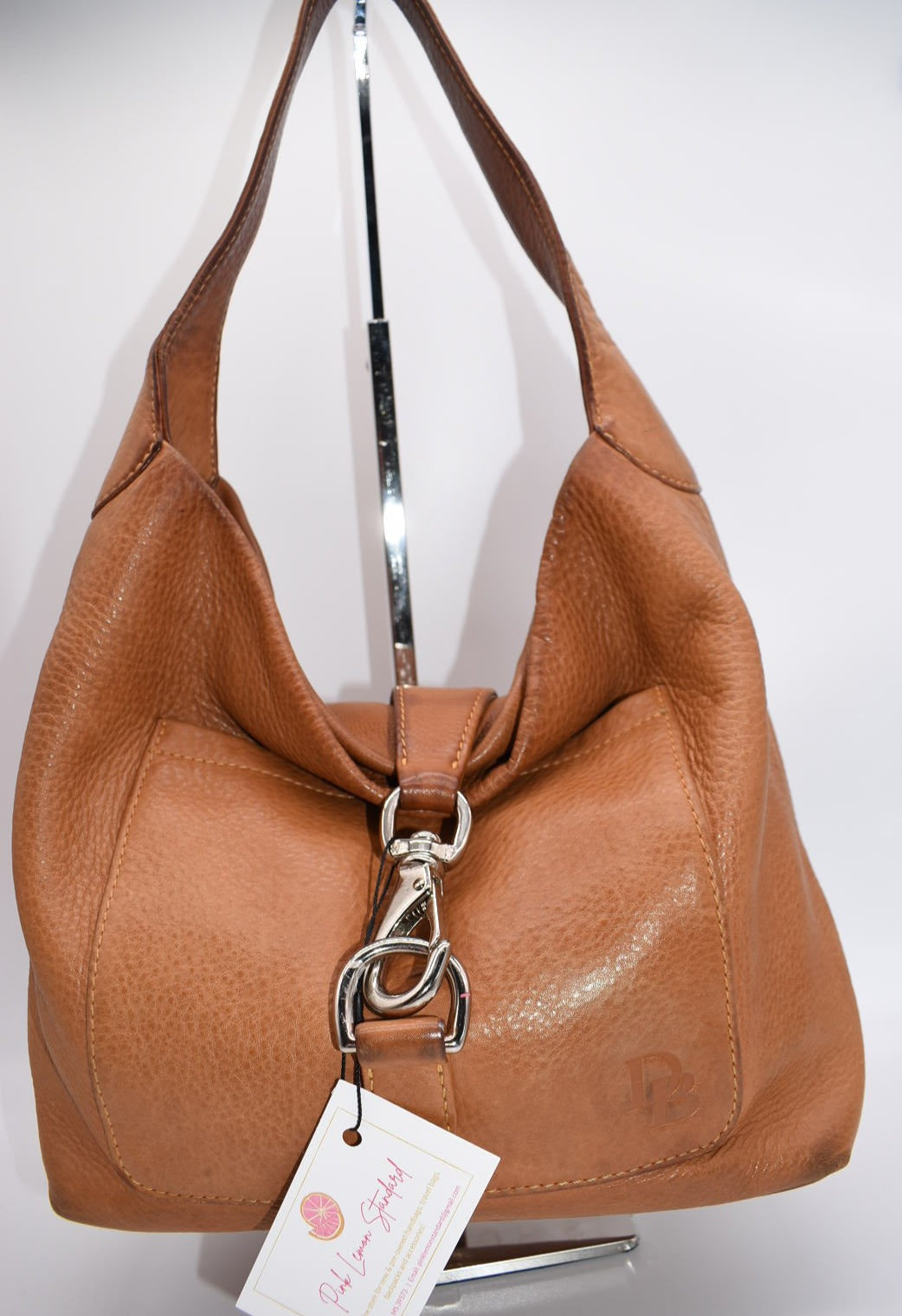 Dooney & Bourke Small Logo Lock Leather Shoulder Bag in Brown