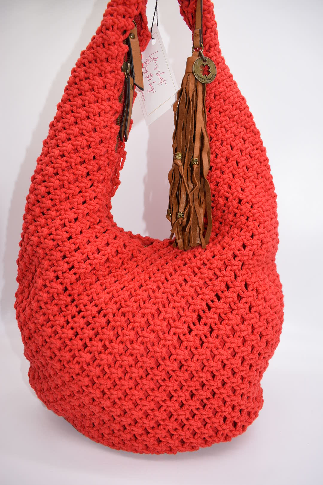 LUCKY Brand Boho Crochet Red Shoulder Bag – Pink Lemon Standard