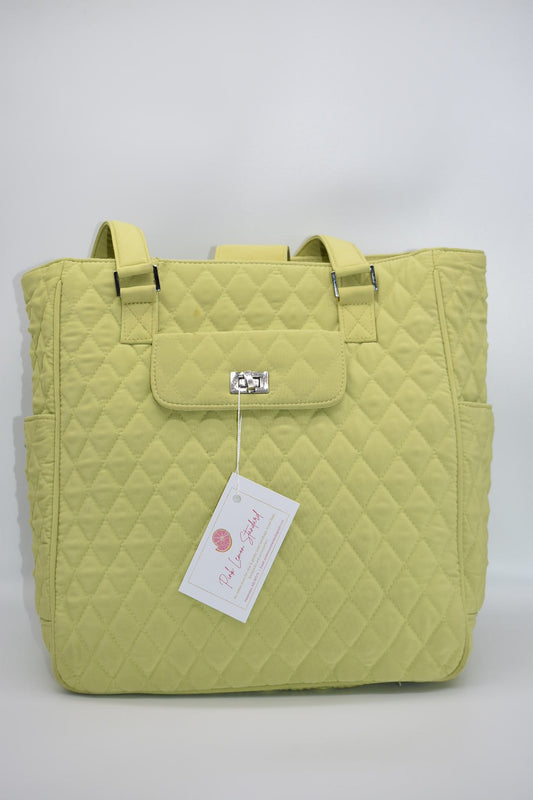 Vera Bradley Microfiber Turnlock Tote Bag in "Key Lime"