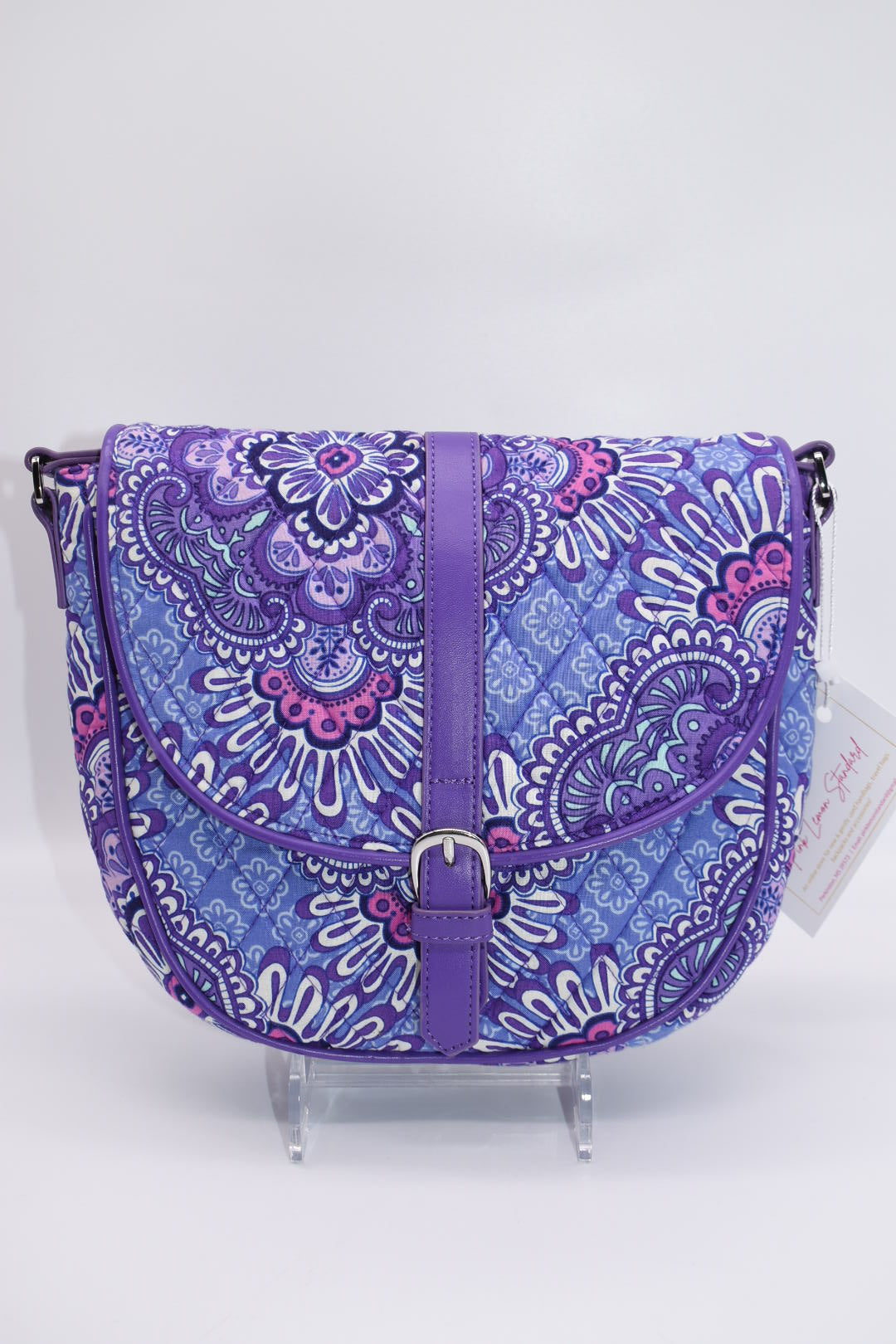 Vera Bradley Lilac Tapestry Slim Saddle Bag