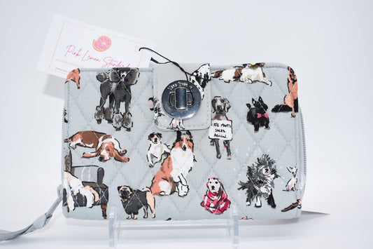 Vera Bradley RFID Turnlock Wallet in "Dog Show" Pattern